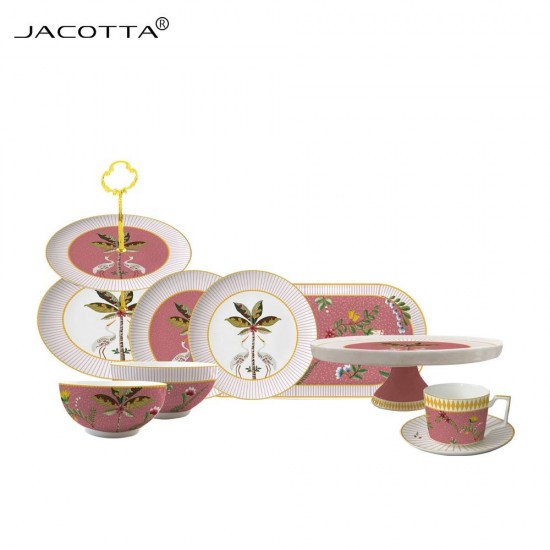 Porcelain Manufacturer Wholesale European Style Pink 15 PCS Fine Bone China Tea Set Ceramic Porcelain Manufacturer Wholesale European Style Pink 15 PCS Fine Bone China Tea Set Ceramic