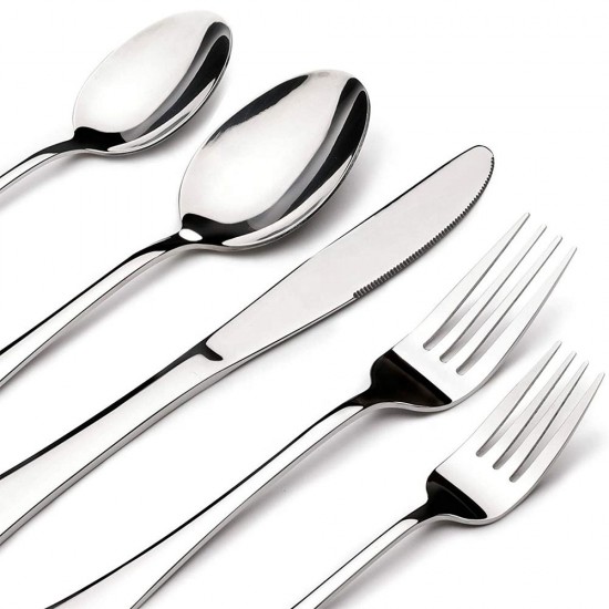 Modern Stainless Steel Flatware Set Restaurant Cutlery Including Silver Spoons Forks Knives at Low Price for Parties and Home Modern Stainless Steel Flatware Set Restaurant Cutlery Including Silver Spoons Forks Knives at Low Price for Parties and Home