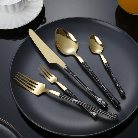 Small Waist Plastic Handle Stainless Steel Knife Fork Spoon Tableware Set Household Dessert Fork And Spoon Silverware Cutleryset Small Waist Plastic Handle Stainless Steel Knife Fork Spoon Tableware Set Household Dessert Fork And Spoon Silverware Cutleryset