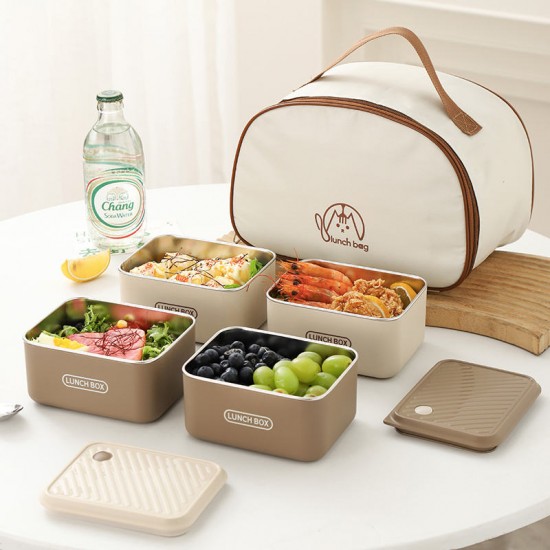 Portable Stainless Steel Lunch Box Set with Insulated Bag and Cutlery Set for Children Kids Meal Prep togo Lunch Container Portable Stainless Steel Lunch Box Set with Insulated Bag and Cutlery Set for Children Kids Meal Prep togo Lunch Container
