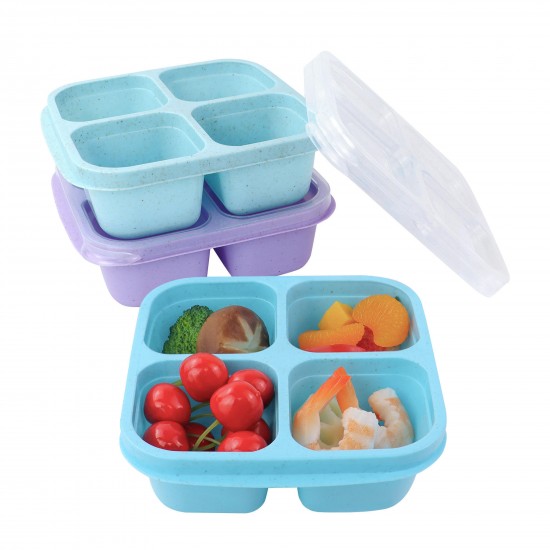 Yongli PBento Snack Boxes Lunchable Snack Containers Reusable 4-Compartment Food Containers Prep Lunch Containers for School Yongli PBento Snack Boxes Lunchable Snack Containers Reusable 4-Compartment Food Containers Prep Lunch Containers for School