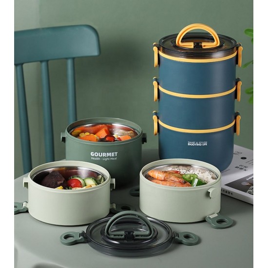 Best Selling 304 Ss Bento Insulated Lunch Box Multi-layer Thermal Lonchera Portable Round Tiffin Box Best Selling 304 Ss Bento Insulated Lunch Box Multi-layer Thermal Lonchera Portable Round Tiffin Box