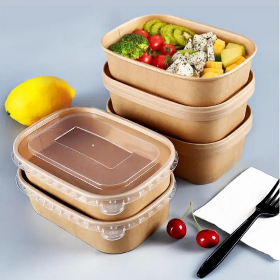 Disposable Kraft Paper Container Salad Fried Rice Takeout Rectangle Food Box Kraft Paper Lunch Bento Bowl Disposable Kraft Paper Container Salad Fried Rice Takeout Rectangle Food Box Kraft Paper Lunch Bento Bowl