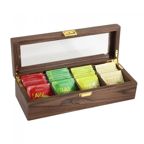 Traditional Tea Wood Box Cheap Wooden Tea Bag Storage Box High Quality Walnut Color Traditional Tea Wood Box Cheap Wooden Tea Bag Storage Box High Quality Walnut Color