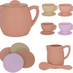 Silicone Tea Party Set for Toddlers, Tea Pot Cups Pretend Party Play Toy, Cute Boutique Silicone Tea Set Kids, Tea Party Set Toy