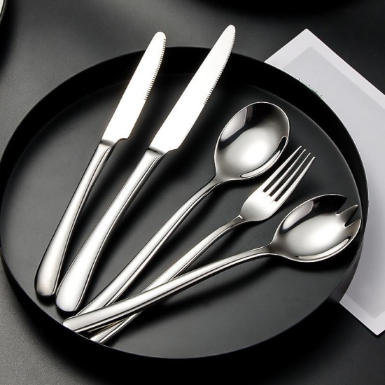 Modern Reusable Luxury High Quality Stainless Steel Sliver Metal Restaurant Flatware Knife Spoon and Fork Kitchen Cutlery Sets Modern Reusable Luxury High Quality Stainless Steel Sliver Metal Restaurant Flatware Knife Spoon and Fork Kitchen Cutlery Sets