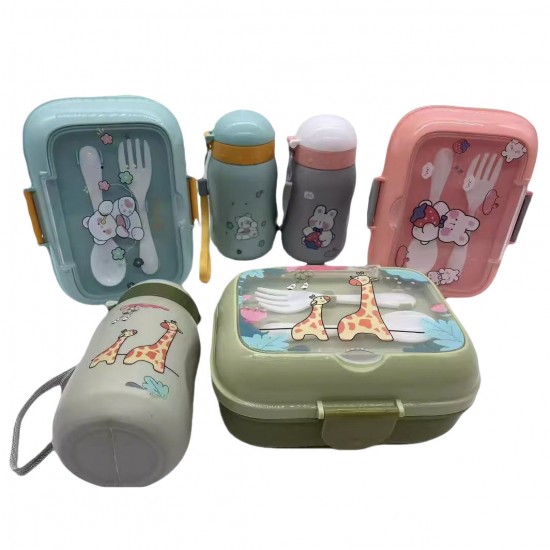 Warehouse Cartoon Lunch Box Set Plastic Water Bottle Straight Drinking Lunch Box Bottle Set For Teenagers Warehouse Cartoon Lunch Box Set Plastic Water Bottle Straight Drinking Lunch Box Bottle Set For Teenagers