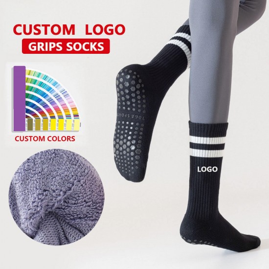 Custom Logo OEM Terry Cotton Pilates Socks Non-Slip Women Tube Yoga Socks Silicon Sport Anti Slip Dance Sports Crew Socks Custom Logo OEM Terry Cotton Pilates Socks Non-Slip Women Tube Yoga Socks Silicon Sport Anti Slip Dance Sports Crew Socks