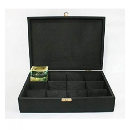 High Quality Black Wooden Tea Bag Box With 12 Compartments High Quality Black Wooden Tea Bag Box With 12 Compartments