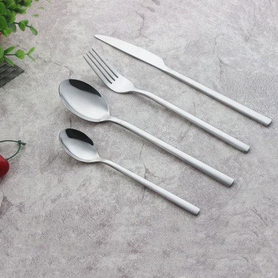 Simple Style 4-Piece Stainless Polished Flatware including Dinner Knife Fork Tea Restaurants Cutlery Set Simple Style 4-Piece Stainless Polished Flatware including Dinner Knife Fork Tea Restaurants Cutlery Set