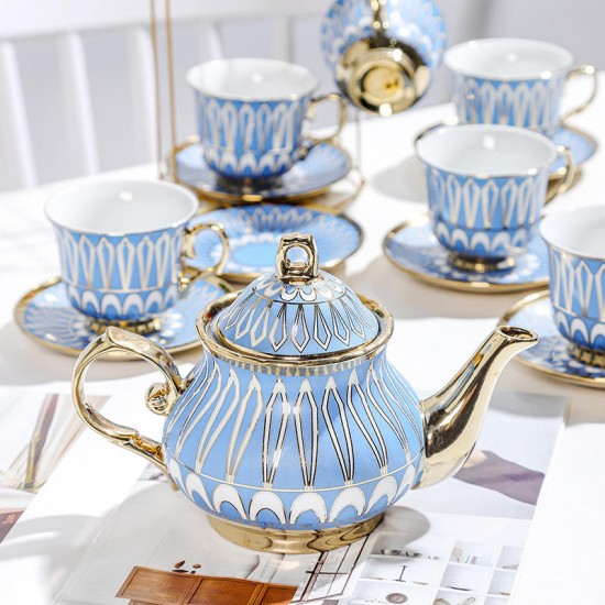 Custom Gold Rim Porcelain tea Cup set Teapot Chinese tea Pot And Cup sets Decor Luxury Ceramic tea Pot With Cup And Saucer Custom Gold Rim Porcelain tea Cup set Teapot Chinese tea Pot And Cup sets Decor Luxury Ceramic tea Pot With Cup And Saucer