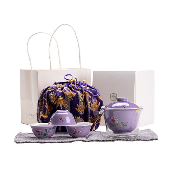 Glass Travel Tea Set Outdoor Portable Bag Ceramic Quick Cup Travel Portable One Pot Fills Three Cups Kung Fu Tea Set Glass Travel Tea Set Outdoor Portable Bag Ceramic Quick Cup Travel Portable One Pot Fills Three Cups Kung Fu Tea Set