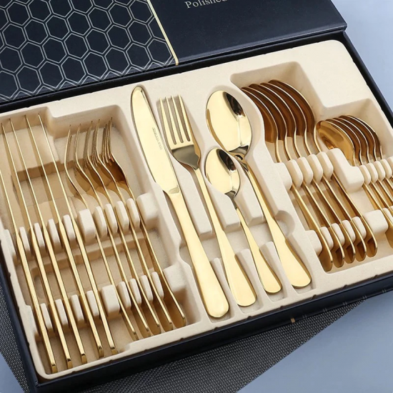 Factory Wholesale 24 Pcs Stainless Steel Gold Cutlery Set, Include Knife Fork Spoon Flatware Set Sliverware Set Service for 6 Factory Wholesale 24 Pcs Stainless Steel Gold Cutlery Set, Include Knife Fork Spoon Flatware Set Sliverware Set Service for 6