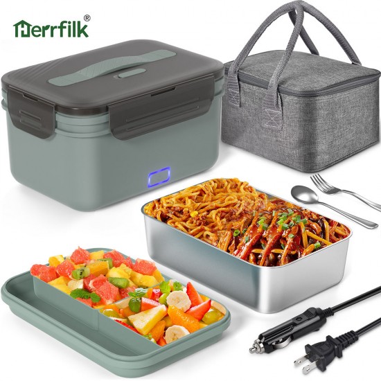 Herrfilk Multi Functional Heated Insulated Lunch Bento Box Portable BPA Free Plastic Food Warmer Container Electric Lunch Box Herrfilk Multi Functional Heated Insulated Lunch Bento Box Portable BPA Free Plastic Food Warmer Container Electric Lunch Box
