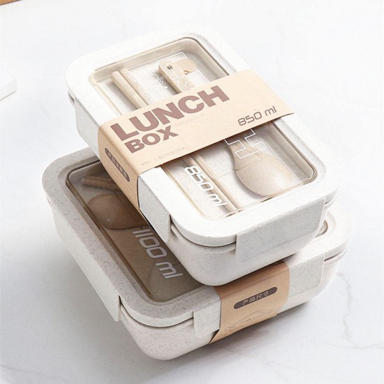 Salad Lunch Container With Spoon Chopsticks Bento Box Portable Wheat Straw Lunch Box for Kids Salad Lunch Container With Spoon Chopsticks Bento Box Portable Wheat Straw Lunch Box for Kids