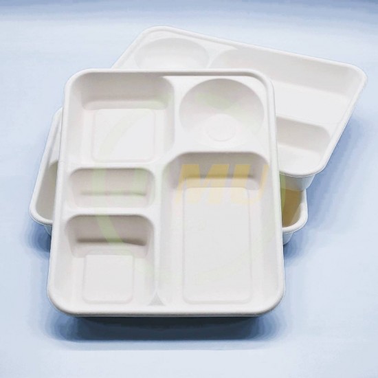 Top Quality And Good Price white disposable business 5 compartment lunch box eco-friendly container for party Top Quality And Good Price white disposable business 5 compartment lunch box eco-friendly container for party