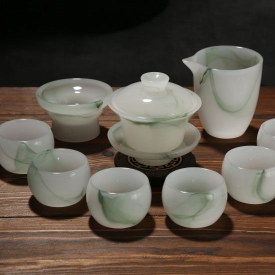 Factory Direct Sale: Jade Porcelain Tea Set, Jade Crystal Kung Fu Tea Set Factory Direct Sale: Jade Porcelain Tea Set, Jade Crystal Kung Fu Tea Set