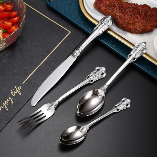 High Quality Stainless Steel Spoon Fork Knife Royal Cutlery Set 4 Pieces Silverware 18/10 High Quality Stainless Steel Spoon Fork Knife Royal Cutlery Set 4 Pieces Silverware 18/10
