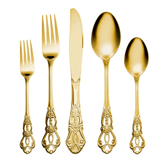 2025 New Releases Vintage Besteck Elegant Luxury Retro Metal Gold Knife And Forks Cutlery Set Flatware 2025 New Releases Vintage Besteck Elegant Luxury Retro Metal Gold Knife And Forks Cutlery Set Flatware