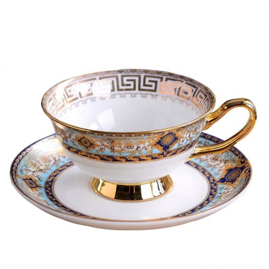 Vintage ceramic tea cup and saucer porcelain golden coffee cups with dish bone china tea cup set 200ml Vintage ceramic tea cup and saucer porcelain golden coffee cups with dish bone china tea cup set 200ml