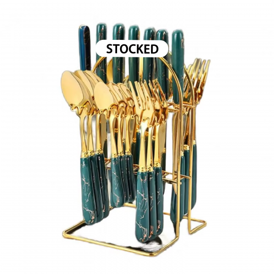 In Stock Stainless Steel 24 Piece Set Rack Ceramic Handle Knife Fork Spoon Gift Box Set Western Food Nordic Style Cutlery Set In Stock Stainless Steel 24 Piece Set Rack Ceramic Handle Knife Fork Spoon Gift Box Set Western Food Nordic Style Cutlery Set
