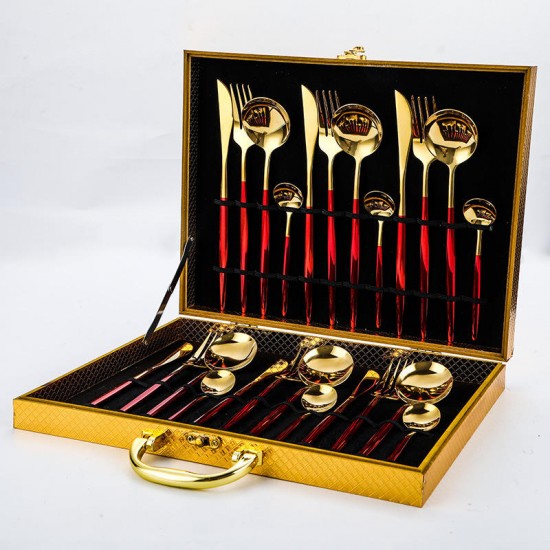 High quality Hot Sale Knife Fork Spoon Set 24 Piece Flatware Sets Stainless Steel Cutlery Set in Wooden Box High quality Hot Sale Knife Fork Spoon Set 24 Piece Flatware Sets Stainless Steel Cutlery Set in Wooden Box