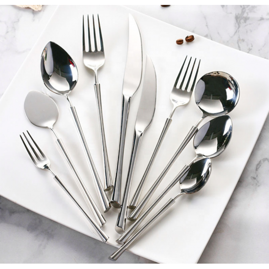 Golden solid Steak silverware knife and fork set silver flatware set European Western restaurant cutlery for wedding Golden solid Steak silverware knife and fork set silver flatware set European Western restaurant cutlery for wedding